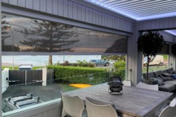 Outdoor blinds on Stanmore Bay home installed by Dynamic Outdoor Solutions